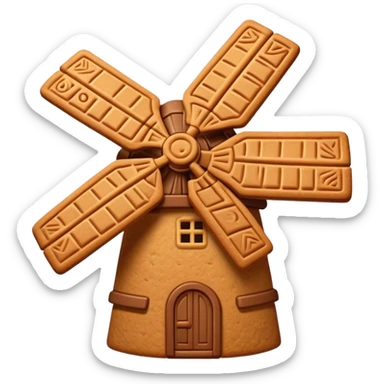 Speculaas Cinematic Realistic Speculaas Biscuit Emoji, depicted as a spiced speculaas cookie crafted in the shape of a windmill and warm, inviting lighting. sticker