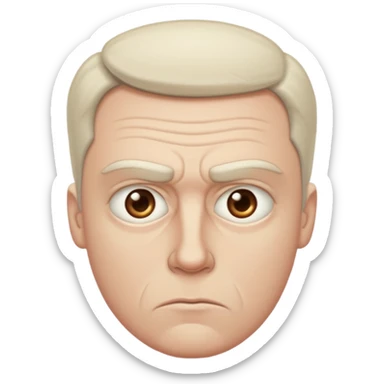 a white man with a suspicious look sticker