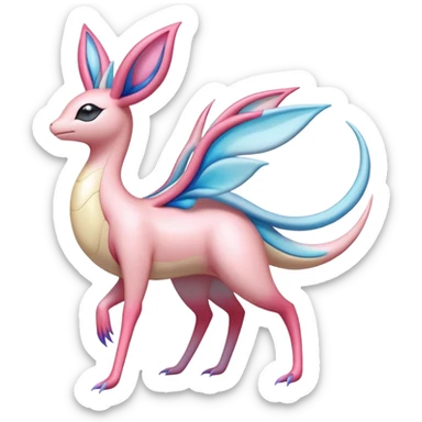 Colorful Shiny Exotic Cresselia-Sylveon-Milotic-Fakémon-hybrid-creature (full body)  sticker