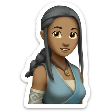 katara from avatar last airbender building a house sticker