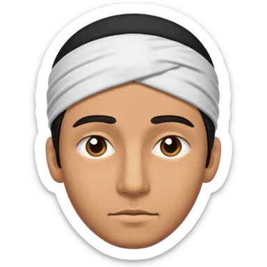 necesito la cara de un hombre con una vincha de color negro en la frente. la vincha tiene que ser angosta y tiene que estar en la frente del hombre, arriba de los ojos y abajo del pelo. sticker