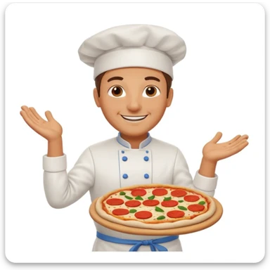 smiling Italian chef spinning pizza dough sticker