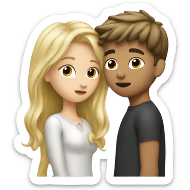 Blonde girl kissing brunette boy sticker