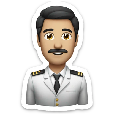 dark hair dark eye man with short mustache flight attendant sticker
