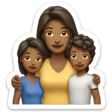 mom with two kids sticker