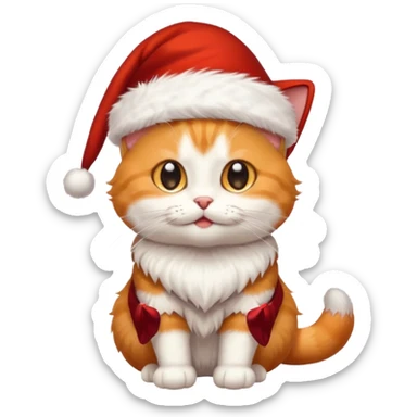 Make me a orange tabby cat with a white chin and a bit of white on the end of his tail and  a Santa hat that looks like 🐱 emoji sticker