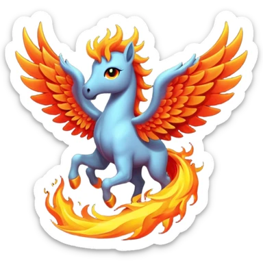 Pegaso negro ojos de fuego y alas de fuego sticker