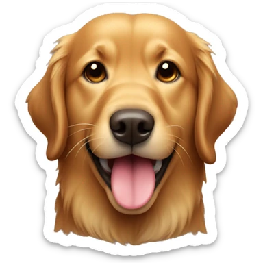 Brown golden retriever with tongue sticking out and mouth closed sticker