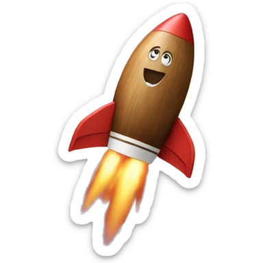 A rocket in the shape of a coconut sticker