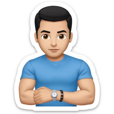 ipretty bratz emoji of salman khan wearing a black tee, silver- blue bracelet, black hair sticker