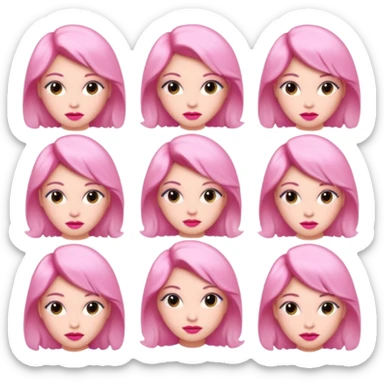 woman Pink lips, deifferent hairs. sticker