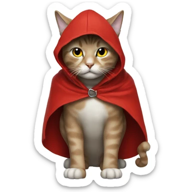 Cat wearing a red hood sticker