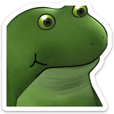 A chicken as a green bufo frog meme sticker