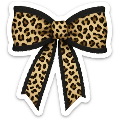 leopard print lace bow sticker