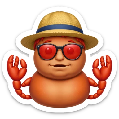 fat British person on holiday with a bright red sunburn all over his body, like a lobster or tomato sticker