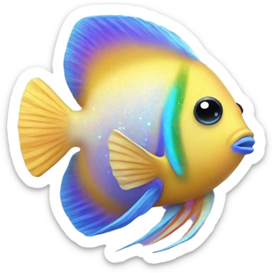 Two Kawaii angel fish with many colors and glitter  sticker
