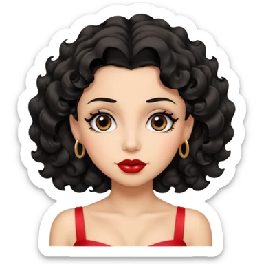Do not change the face I already created, I want her with Betty boop face and black hair worry  sticker