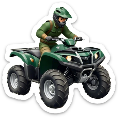 Yamaha Grizzly 700 (2019) – Cinematic-realistic Yamaha Grizzly 700 ATV, its dark green frame tearing through muddy trails. Thick off-road tires grip the rugged terrain sticker