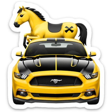 Ford Mustang with center black strip design and in written 309 and in front real pony logo in yellow  sticker