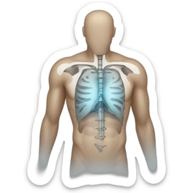 man with dog in his chest xray sticker