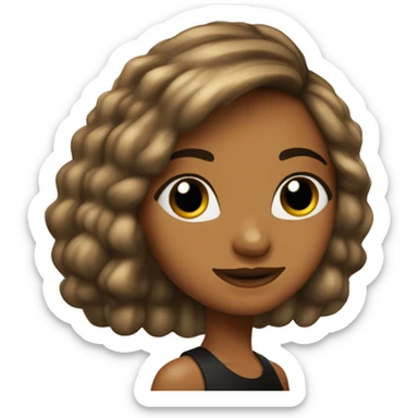 chica de pelo liso y marrón casi negro y con melenita, ojos marrones y pendientes de oro sticker