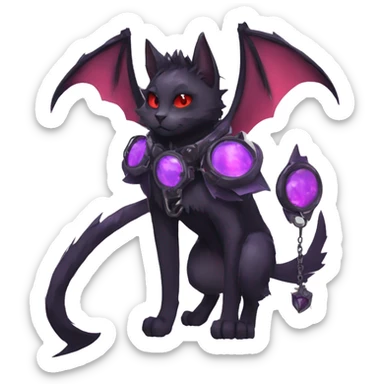 cool edgy black punk red Purple ethereal fantasy nargacuga-bat-cat-Fakemon collar harness full body sticker