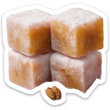 Turkish delight stacked cubes with chopped walnuts and covered with powdered sugar  sticker