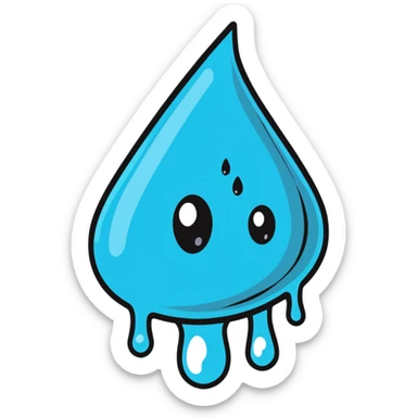cartoon sticker of a water droplet with tears sticker