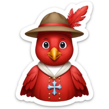 Cardinal with CMC on hat with dove sticker