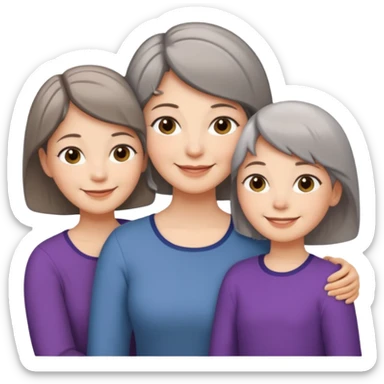 A mum with short Gray hair and her two adult daughters with Light brown hair sticker