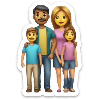 Heart and mom and dad and kids sticker