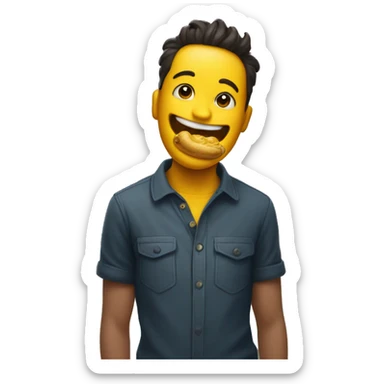 smiles with a yellow bone in his hand and puts it in his mouth sticker