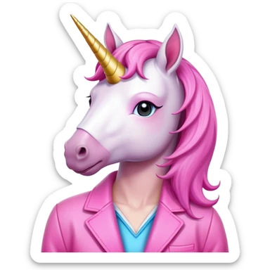 Unicorn with pink jacket and lips pink sticker