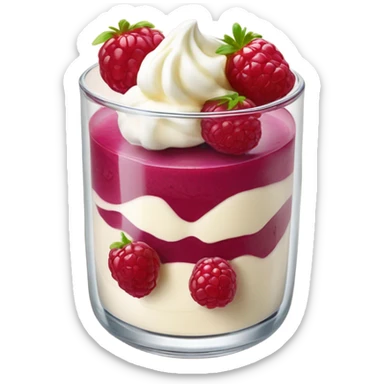 Himbeere mascarpone Creme mit Keks Stückchen im Glas  sticker