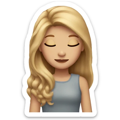 Girl with light brown hair and blonde sparkles long hair sleeping sticker