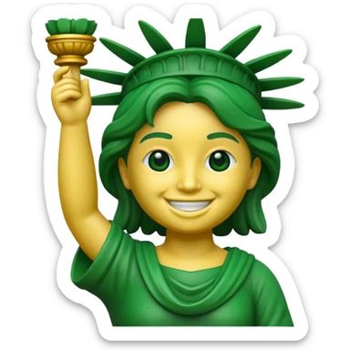 estatua de la libertad sonriente estilo memoji sticker