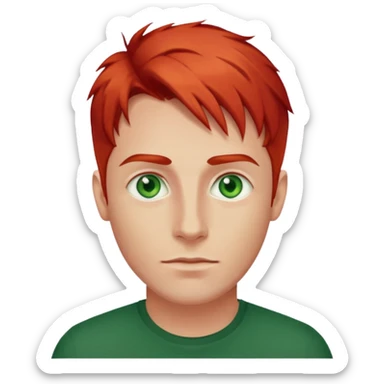 hombre de 30 anos con el pelo pelirrojo y ojos verdes sticker
