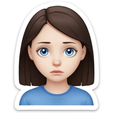 sad brunette blue eyed girl  sticker