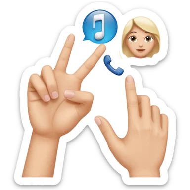 Fais-moi demain coller les unes à côté des autres. La première main gauche le pouce, l’index, majeur sont levé alors que l’annulaire et auriculaire sont repliés. Reproduit la même chose pour la main droite. sticker