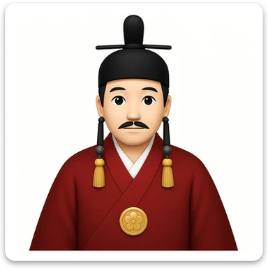 Make the emperor's robe one solid color and ensure he is wearing a kanmuri hat in emoji style sticker