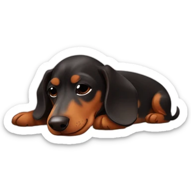 Black and brown dachshund dog sleeping sticker