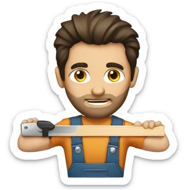 Woodworker with miter saw caucasian dark hair sticker