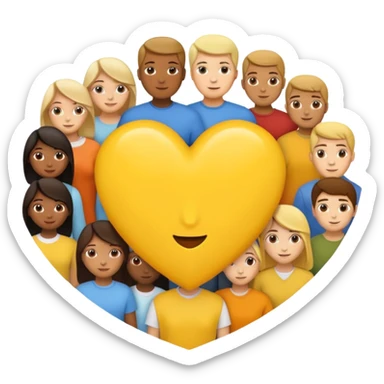 yellow heart with a group of people sticker
