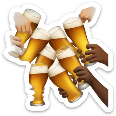 a group of friends toasting with beers sticker