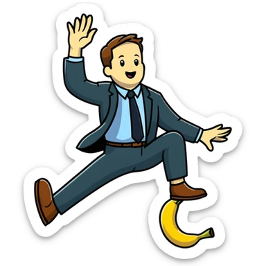 JD Vance with one foot stepping on a single banana peel on the ground, falling backwards sticker