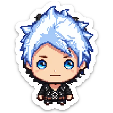 cool chibi male face with spiky hair sticker
