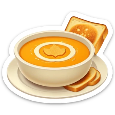 pumpkin soup with sliced grilled cheese on the side sticker