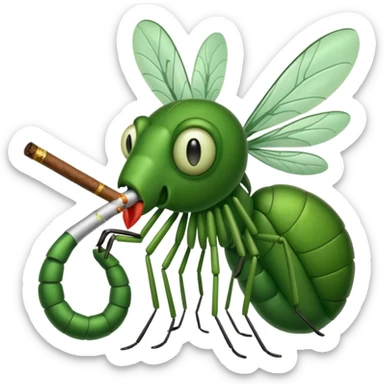 mosquito verde fumando un cigarro sticker