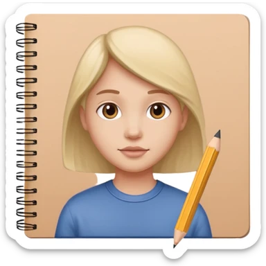 portre skecth on sketch book, with pencil sticker