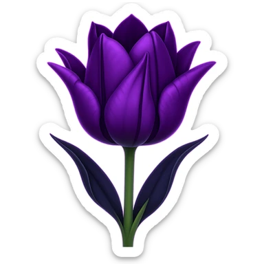 Add a subtle glowing effect around the goth tulip. Keep the background transparent. The style should resemble apple emoji style with clean, smooth, and colorful details typical of apple emojis. sticker